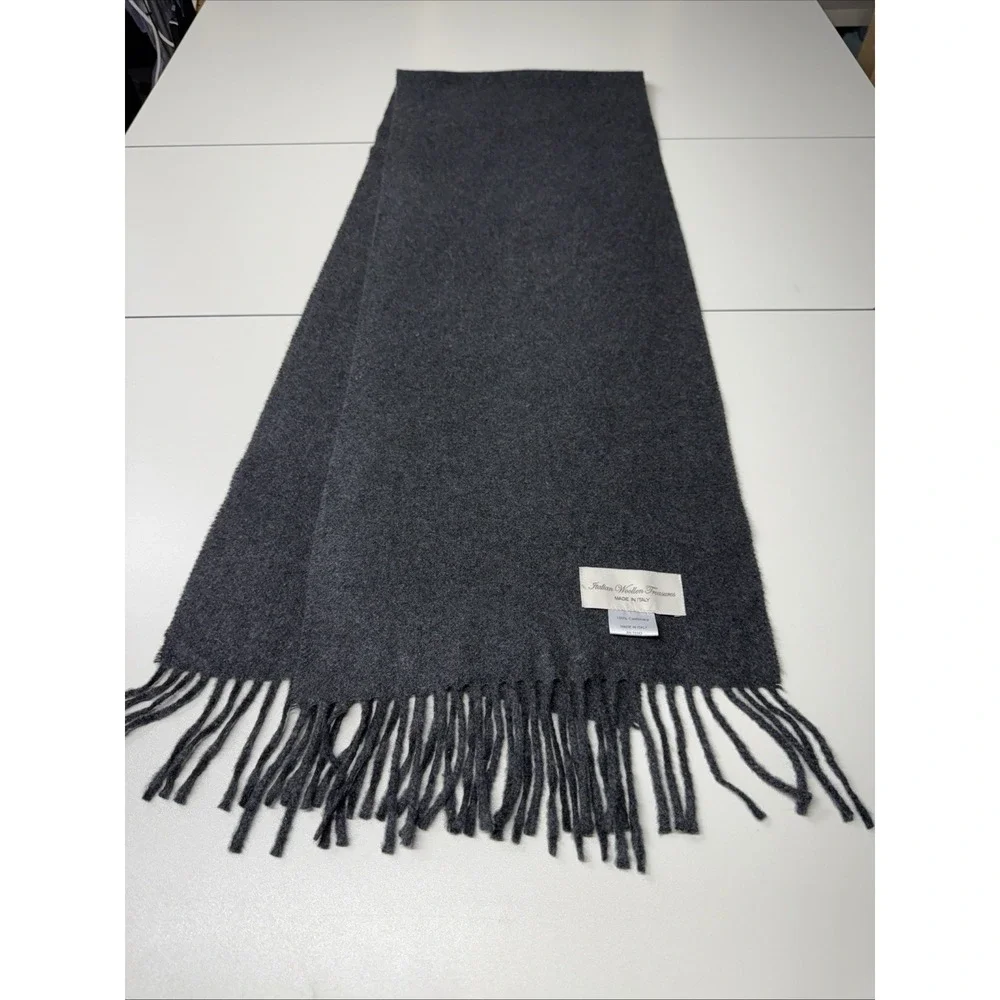Italian Woollen Treasures 100% Cashmere Men's Scarf Gray 12x63